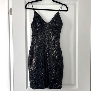 Black sequin mini dress